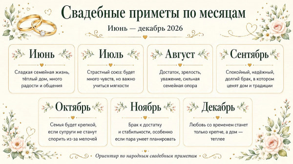 Гид по свадебным приметам для невесты и жениха: что можно и нельзя делать, выбор даты, погода и обряды Гид по свадебным приметам для невесты и жениха: что можно и нельзя делать, выбор даты, погода и обряды